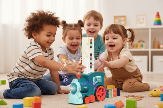 JUGUETE DE TREN CON ARMADO AUTOMÁTICO